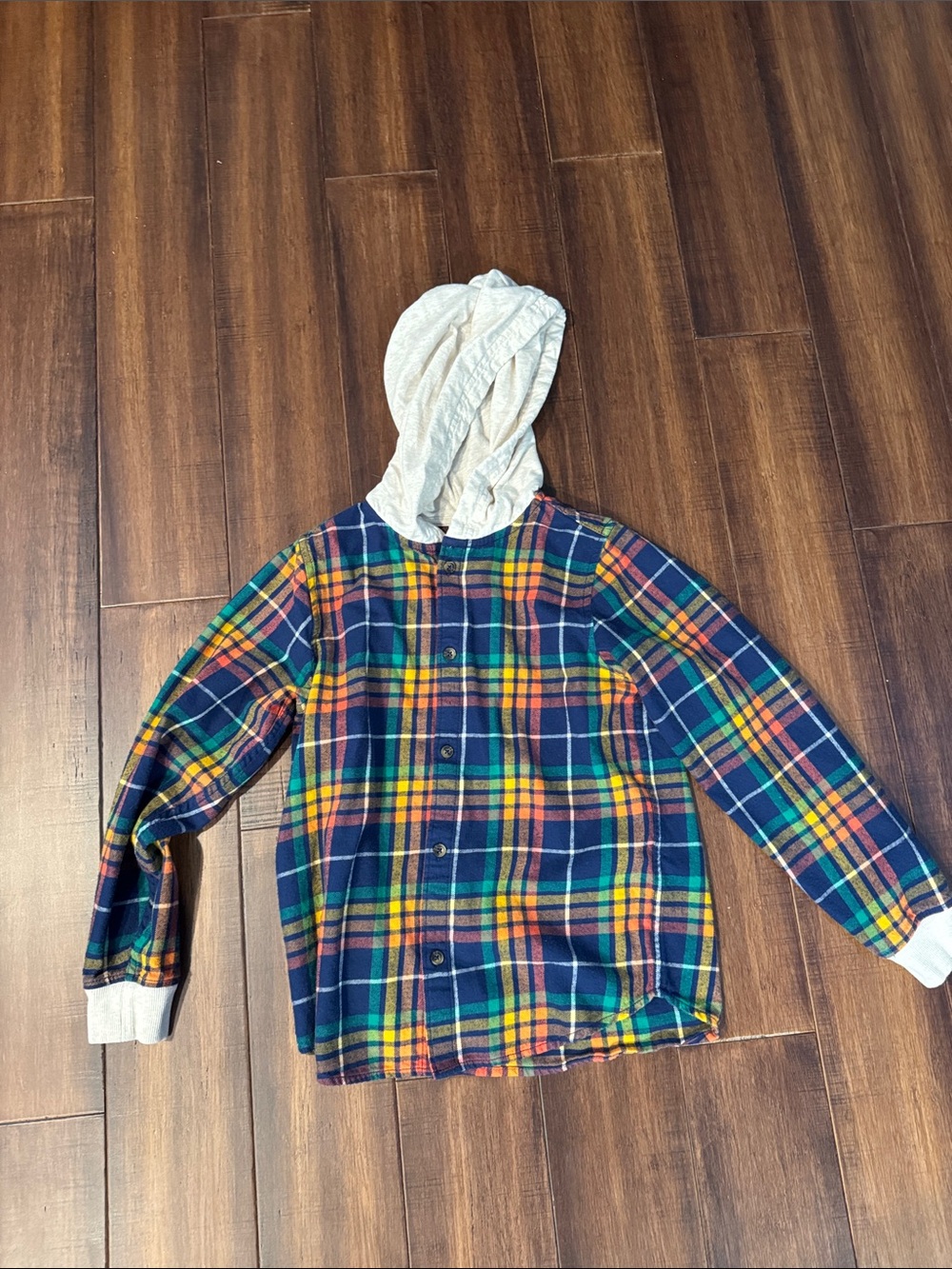 Hanna Andersson Multicolor Plaid Hooded Button-Front Shirt Jacket